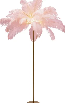 Lampy Podłogowe*KARE Design Lampa Podłogowa Palma Różowa Strusie Pióra 165 Cm Podstawa Złota