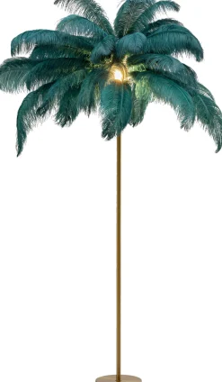 Lampy Podłogowe*KARE Design Lampa Podłogowa Palma Zielona Strusie Pióra 165 Cm Podstawa Złota