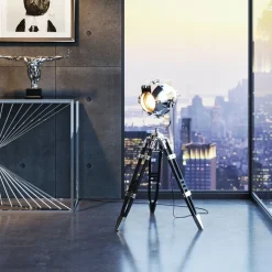 Lampy Podłogowe*KARE Design Lampa Podłogowa Trójnóg Filmowa Srebrna 105 Cm