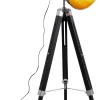 Lampy Podłogowe*KARE Design Lampa Podłogowa Trójnóg Z Regulacją Wysokości Czarna Drewno I Stal 95-140 Cm