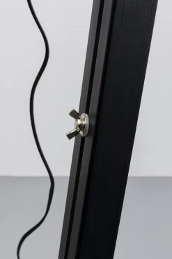 Lampy Podłogowe*KARE Design Lampa Podłogowa Trójnóg Z Regulacją Wysokości Czarna Drewno I Stal 95-140 Cm