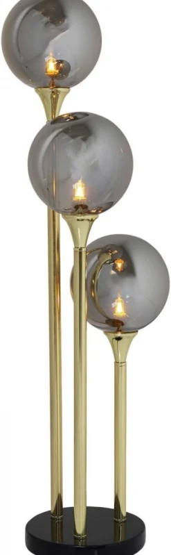 Lampy Stołowe*KARE Design Lampa Stołowa Al Capone Tre 18x83 Cm Złota Klosze Przydymione