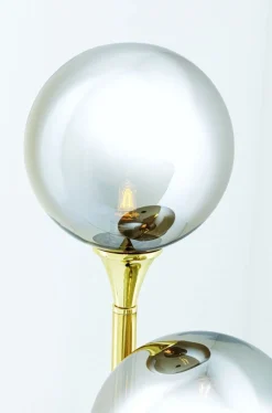 Lampy Stołowe*KARE Design Lampa Stołowa Al Capone Tre 18x83 Cm Złota Klosze Przydymione