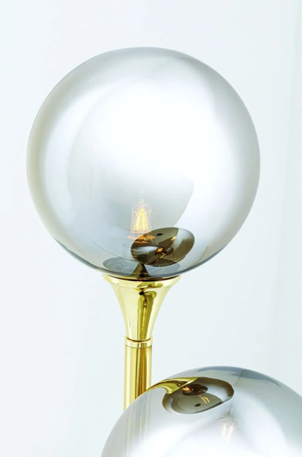 Lampy Stołowe*KARE Design Lampa Stołowa Al Capone Tre 18x83 Cm Złota Klosze Przydymione
