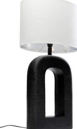 Lampy Stołowe*KARE Design Lampa Stołowa Aluminium Czarne I Abażur Biały Lniany 79 Cm