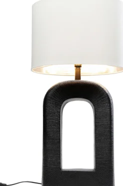 Lampy Stołowe*KARE Design Lampa Stołowa Aluminium Czarne I Abażur Biały Lniany 79 Cm