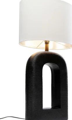 Lampy Stołowe*KARE Design Lampa Stołowa Aluminium Czarne I Abażur Biały Lniany 79 Cm