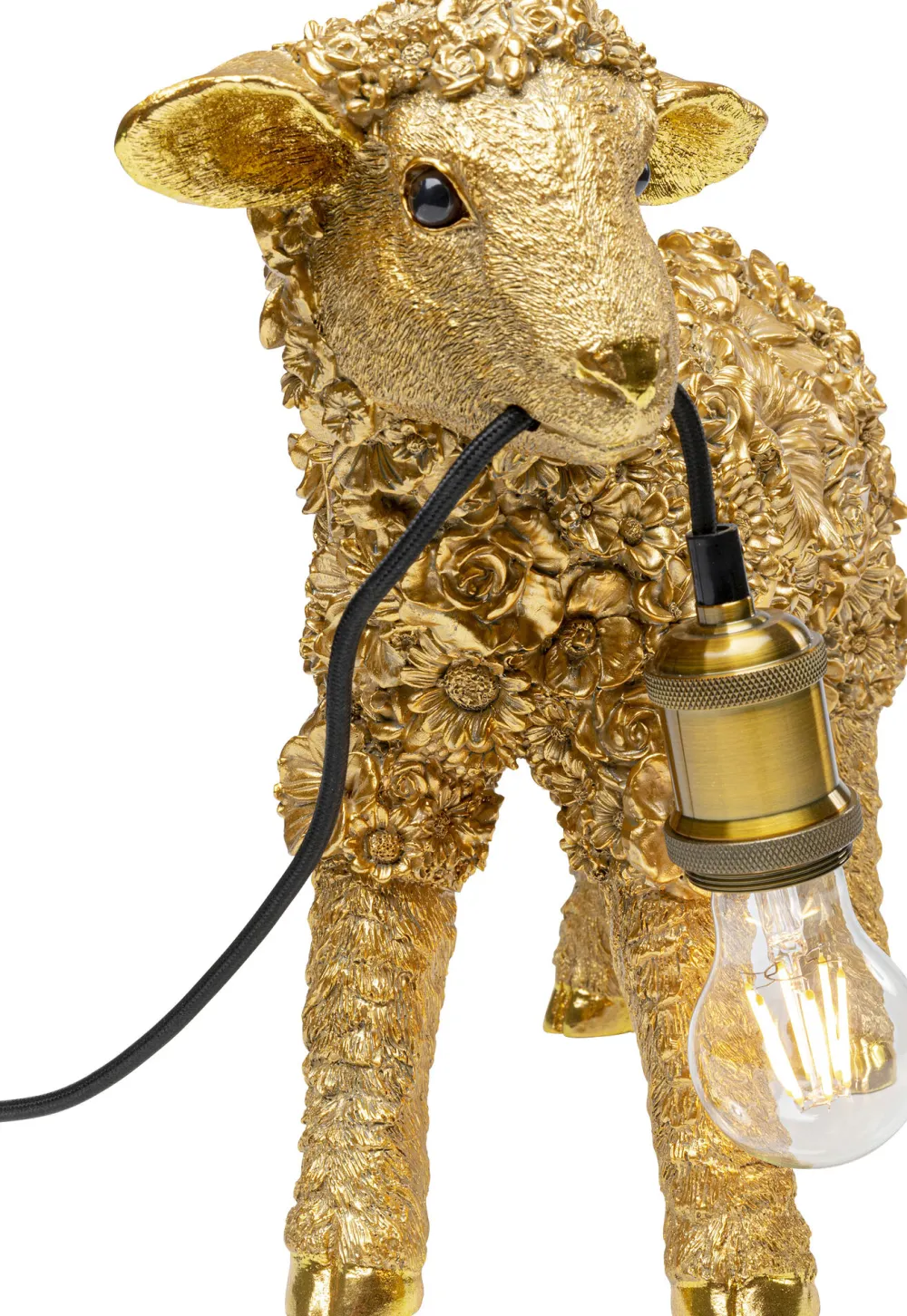 Lampy Stołowe*KARE Design Lampa Stołowa Animal Flower Sheep 47x36 Cm Złota