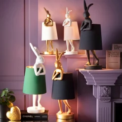 Lampy Stołowe*KARE Design Lampa Stołowa Animal Rabbit 23x68 Cm Złota - Klosz Czarny