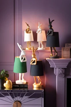 Lampy Stołowe*KARE Design Lampa Stołowa Animal Rabbit 23x68 Cm Złota - Klosz Czarny