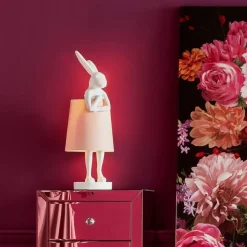 Lampy Stołowe*KARE Design Lampa Stołowa Animal Rabbit 17x50 Cm Biała - Klosz Różowy