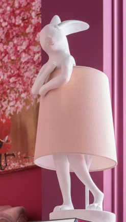 Lampy Stołowe*KARE Design Lampa Stołowa Animal Rabbit 17x50 Cm Biała - Klosz Różowy