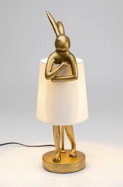 Lampy Stołowe*KARE Design Lampa Stołowa Animal Rabbit 17x50 Cm Złota - Klosz Biały