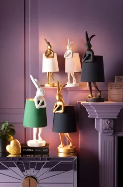 Lampy Stołowe*KARE Design Lampa Stołowa Animal Rabbit 17x50 Cm Złota - Klosz Biały