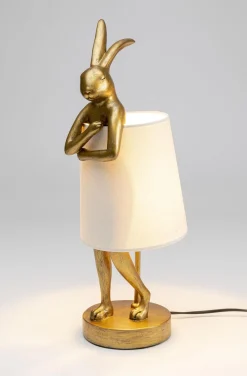 Lampy Stołowe*KARE Design Lampa Stołowa Animal Rabbit 17x50 Cm Złota - Klosz Biały