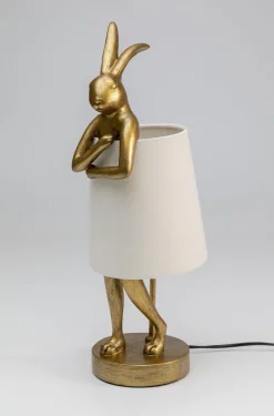 Lampy Stołowe*KARE Design Lampa Stołowa Animal Rabbit 17x50 Cm Złota - Klosz Biały