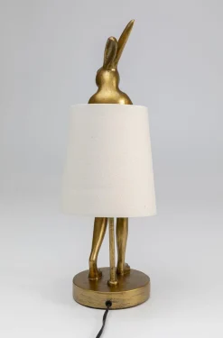 Lampy Stołowe*KARE Design Lampa Stołowa Animal Rabbit 17x50 Cm Złota - Klosz Biały