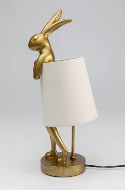 Lampy Stołowe*KARE Design Lampa Stołowa Animal Rabbit 17x50 Cm Złota - Klosz Biały