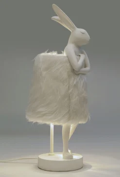 Lampy Stołowe*KARE Design Lampa Stołowa Biała Królik Abażur Futrzasty 50 Cm
