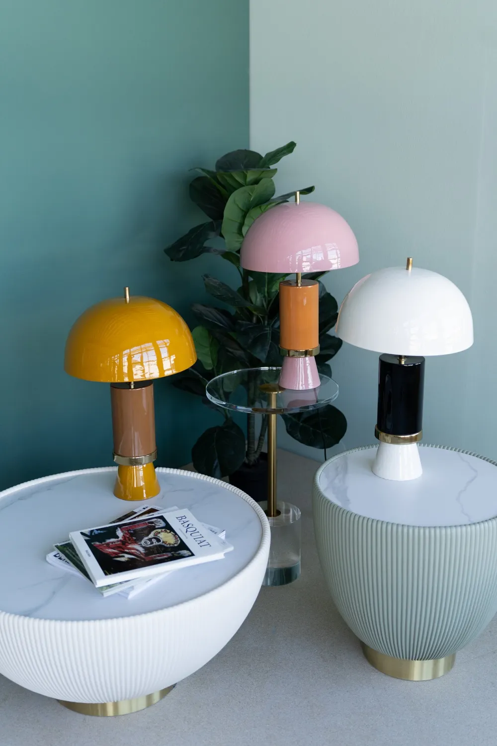 Lampy Stołowe*KARE Design Lampa Stołowa Biało-czarna Stalowa Emaliowana 51 Cm