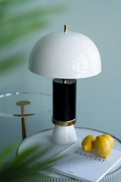 Lampy Stołowe*KARE Design Lampa Stołowa Biało-czarna Stalowa Emaliowana 51 Cm