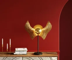 Lampy Stołowe*KARE Design Lampa Stołowa Bird Wings 61x76 Cm Czarno-złota