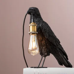 Lampy Stołowe*KARE Design Lampa Stołowa Crow 14x34 Cm Czarna Matowa