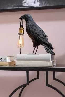 Lampy Stołowe*KARE Design Lampa Stołowa Crow 14x34 Cm Czarna Matowa