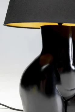 Lampy Stołowe*KARE Design Lampa Stołowa Czarna Z Abażurem Motyw Ludzkiego Ciała Ø30x48 Cm
