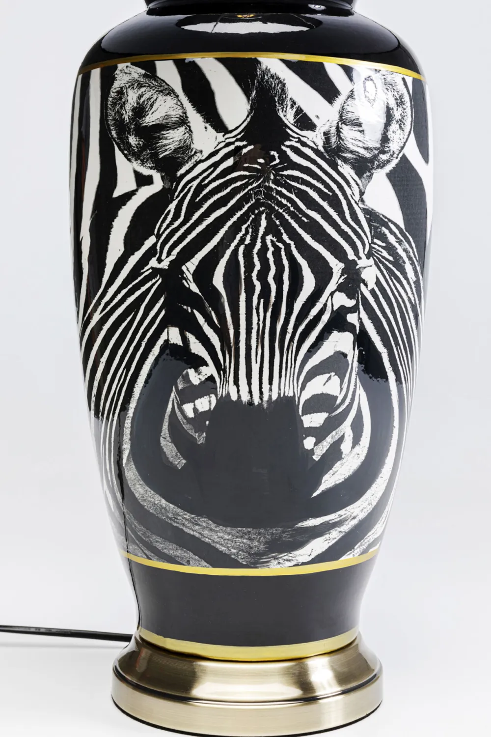 Lampy Stołowe*KARE Design Lampa Stołowa Czarno-biała Motyw Zebry 71 Cm Podstawa Z Porcelany