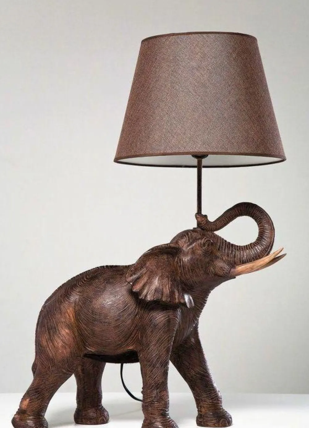 Lampy Stołowe*KARE Design Lampa Stołowa Elephant Safari 52x74 Cm Brązowa