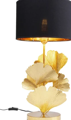 Lampy Stołowe*KARE Design Lampa Stołowa Flores Ø30x62 Cm Złota - Klosz Czarny