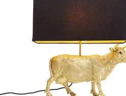 Lampy Stołowe*KARE Design Lampa Stołowa Glamour Złota Krowa Abażur Czarny 46x52 Cm