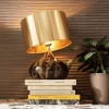 Lampy Stołowe*KARE Design Lampa Stołowa Mamo Deluxe 30x41 Cm Brązowo-czarna - Klosz Złoty