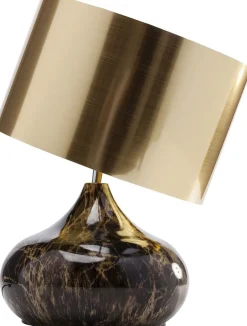 Lampy Stołowe*KARE Design Lampa Stołowa Mamo Deluxe 30x41 Cm Brązowo-czarna - Klosz Złoty