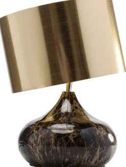 Lampy Stołowe*KARE Design Lampa Stołowa Mamo Deluxe 30x41 Cm Brązowo-czarna - Klosz Złoty