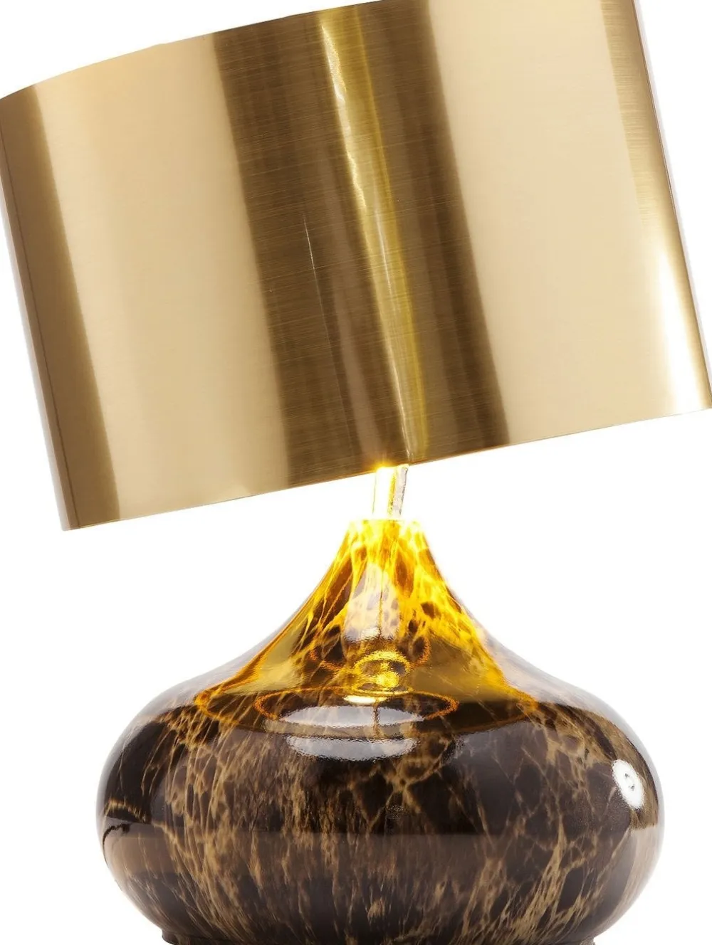 Lampy Stołowe*KARE Design Lampa Stołowa Mamo Deluxe 30x41 Cm Brązowo-czarna - Klosz Złoty