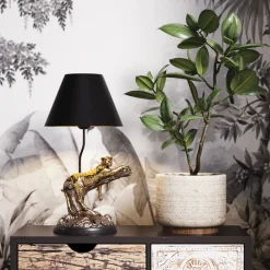 Lampy Stołowe*KARE Design Lampa Stołowa Motyw Zwierzęcy Lampart Klosz Czarny 28x50 Cm