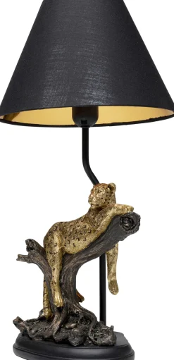 Lampy Stołowe*KARE Design Lampa Stołowa Motyw Zwierzęcy Lampart Klosz Czarny 28x50 Cm