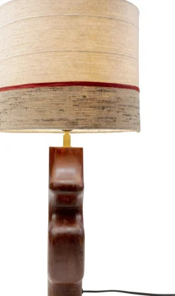 Lampy Stołowe*KARE Design Lampa Stołowa Podstawa Drewno Mango Brązowe Abażur Biało-szary Ø30x61 Cm