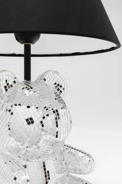 Lampy Stołowe*KARE Design Lampa Stołowa Z Abażurem Miś Szkło Lustrzane Ø26x40 Cm
