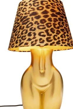 Lampy Stołowe*KARE Design Lampa Stołowa Złota Z Abażurem W Cętki Motyw Ludzkiego Ciała Ø30x48 Cm
