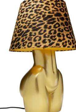Lampy Stołowe*KARE Design Lampa Stołowa Złota Z Abażurem W Cętki Motyw Ludzkiego Ciała Ø30x48 Cm