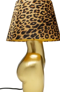 Lampy Stołowe*KARE Design Lampa Stołowa Złota Z Abażurem W Cętki Motyw Ludzkiego Ciała Ø30x48 Cm