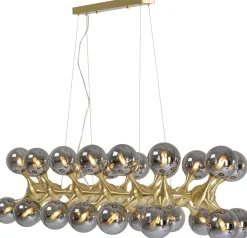 Lampy Wiszące*KARE Design Lampa Wisząca Atomic Balls 140 Cm Złota - Klosze Przydymione
