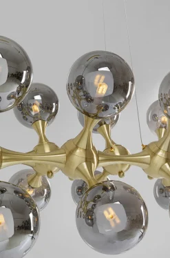 Lampy Wiszące*KARE Design Lampa Wisząca Atomic Balls 140 Cm Złota - Klosze Przydymione