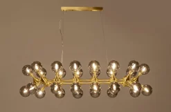 Lampy Wiszące*KARE Design Lampa Wisząca Atomic Balls 140 Cm Złota - Klosze Przydymione