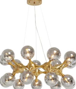 Lampy Wiszące*KARE Design Lampa Wisząca Atomic Balls 74x130 Cm Złota - Klosze Szklane Przydymione