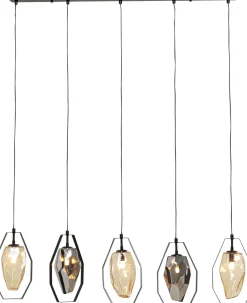 Lampy Wiszące*KARE Design Lampa Wisząca Czarna Klosze Szklane 5xG9 110 Cm