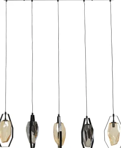 Lampy Wiszące*KARE Design Lampa Wisząca Czarna Klosze Szklane 5xG9 110 Cm